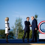 Donald Trump Greeted by French President