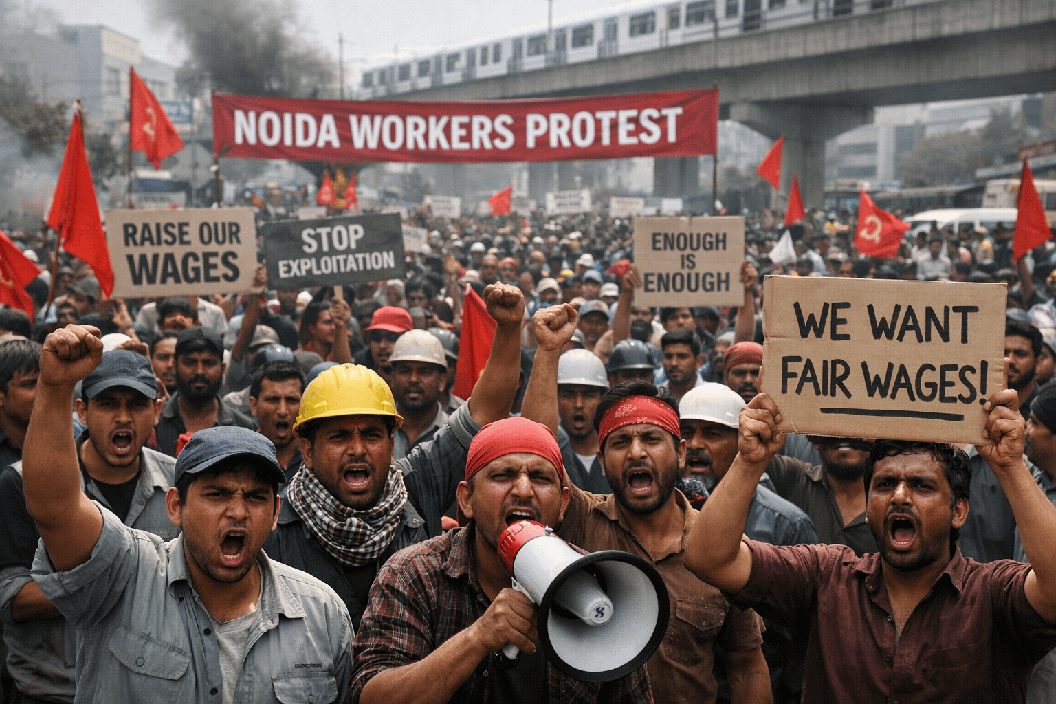 Noida workers protest